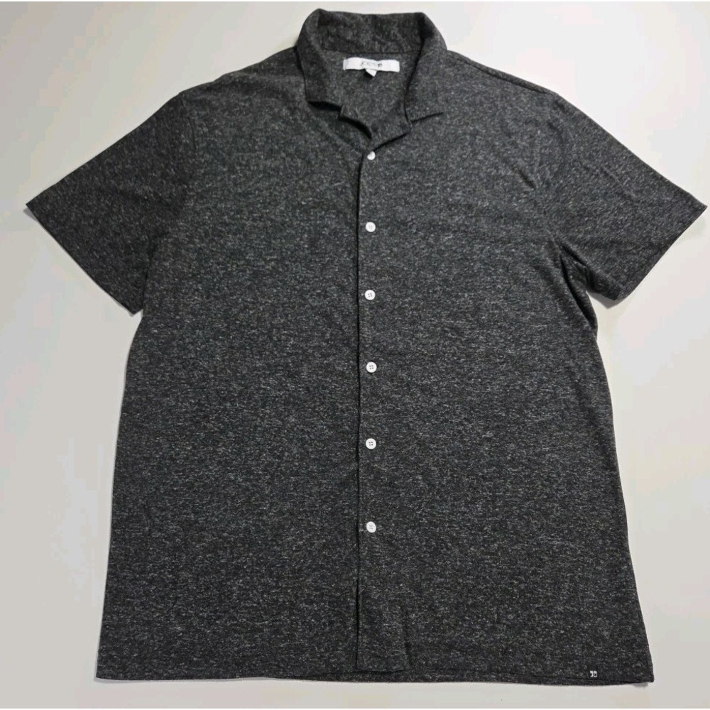 Joe's Jeans Shirt Mens Large Gray Night Sky Linen Short Sleeve Button Up